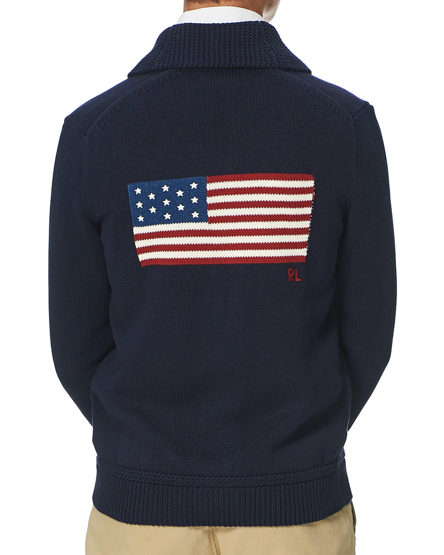 Herr | Tröjor | Polo Ralph Lauren | Cotton Knitted Flag Cardigan Hunter Navy