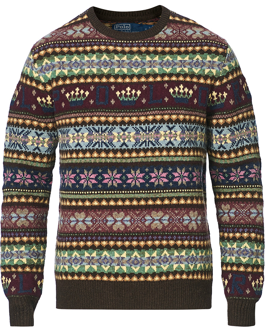 Herr | Tröjor | Polo Ralph Lauren | Fairisle Knitted Polo Sweater Dark Brown Multi