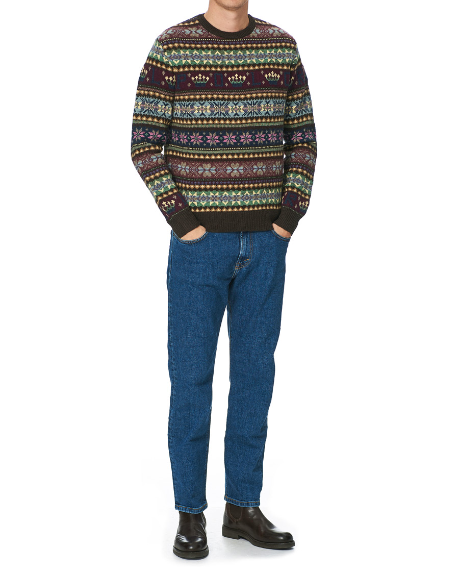 Herr | Tröjor | Polo Ralph Lauren | Fairisle Knitted Polo Sweater Dark Brown Multi