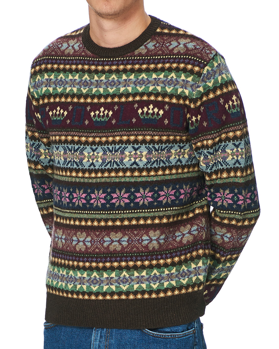 Herr | Tröjor | Polo Ralph Lauren | Fairisle Knitted Polo Sweater Dark Brown Multi
