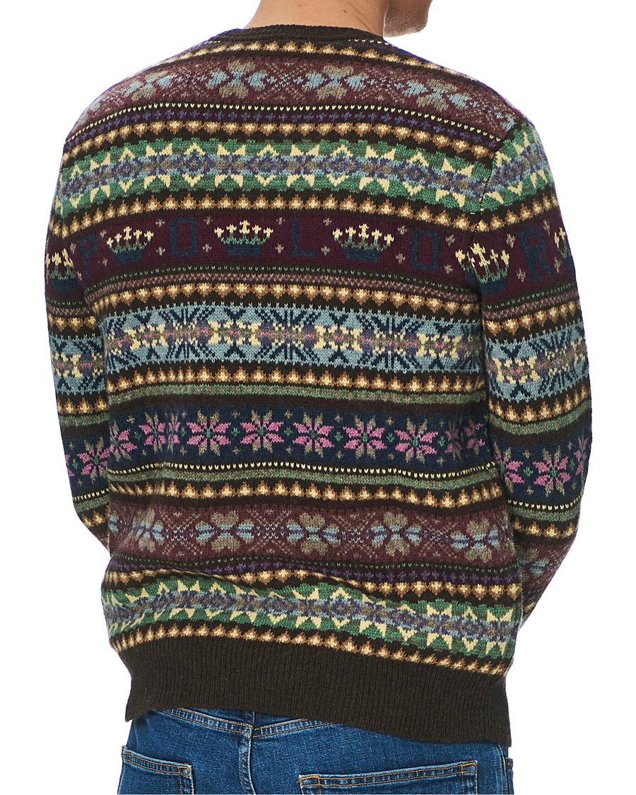 Herr | Tröjor | Polo Ralph Lauren | Fairisle Knitted Polo Sweater Dark Brown Multi