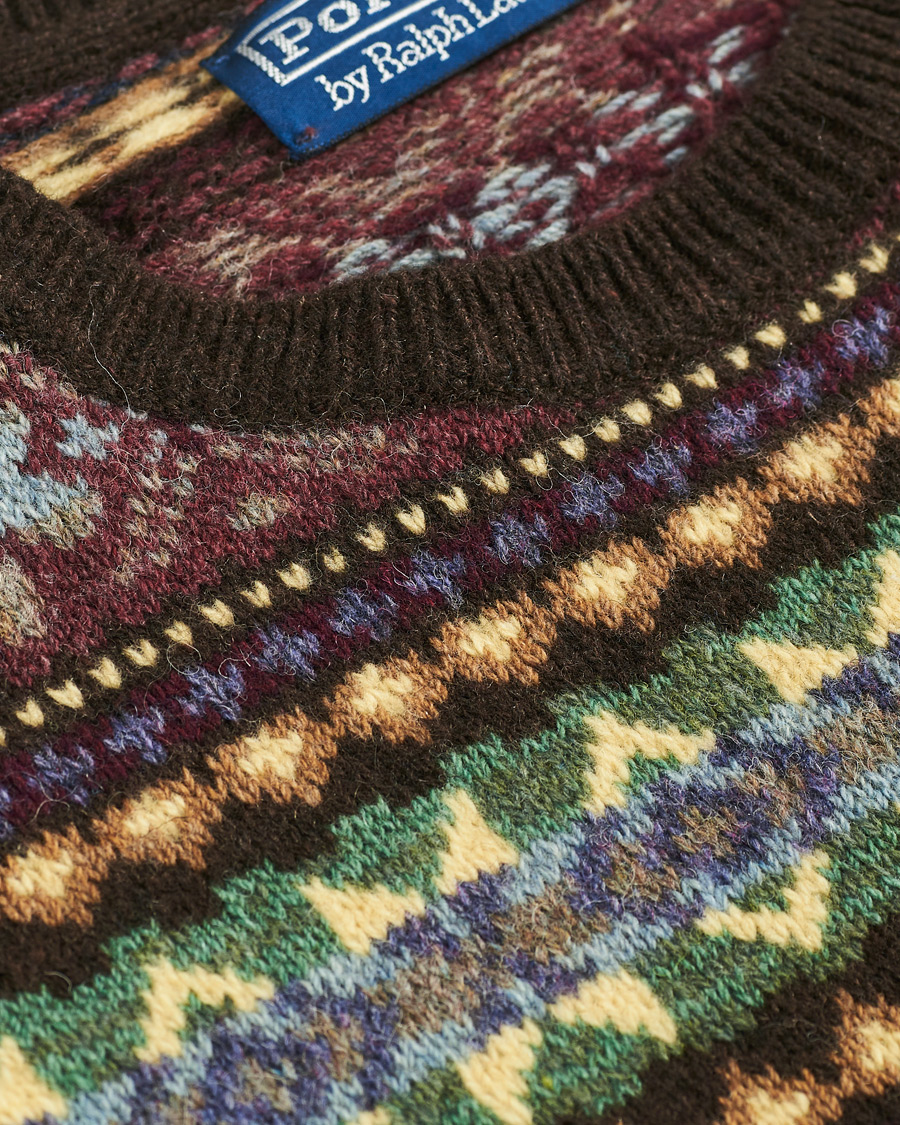 Herr | Tröjor | Polo Ralph Lauren | Fairisle Knitted Polo Sweater Dark Brown Multi