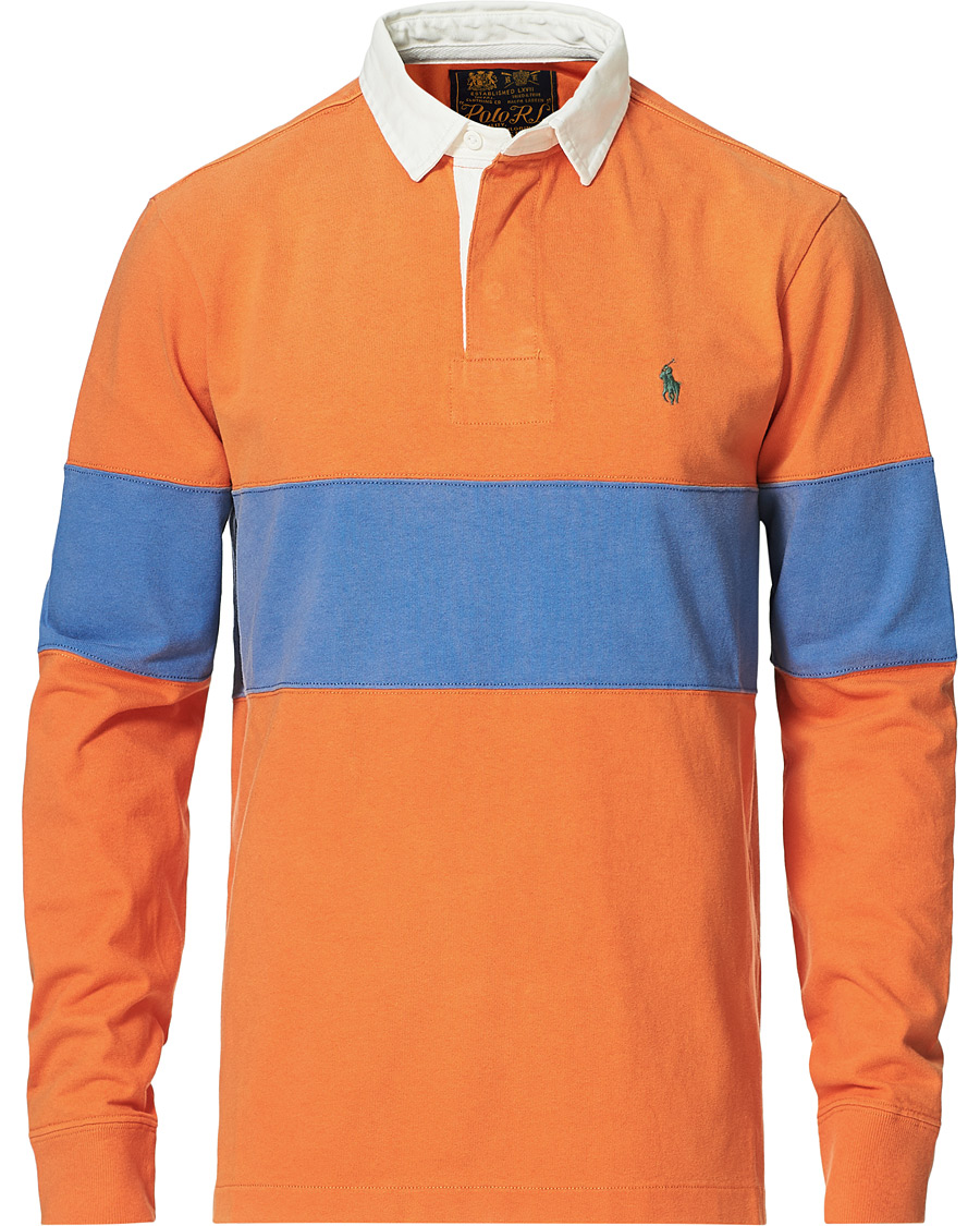 Herr | T-Shirts | Polo Ralph Lauren | Block Stripe Rugby Kona Orange/Deep Blue