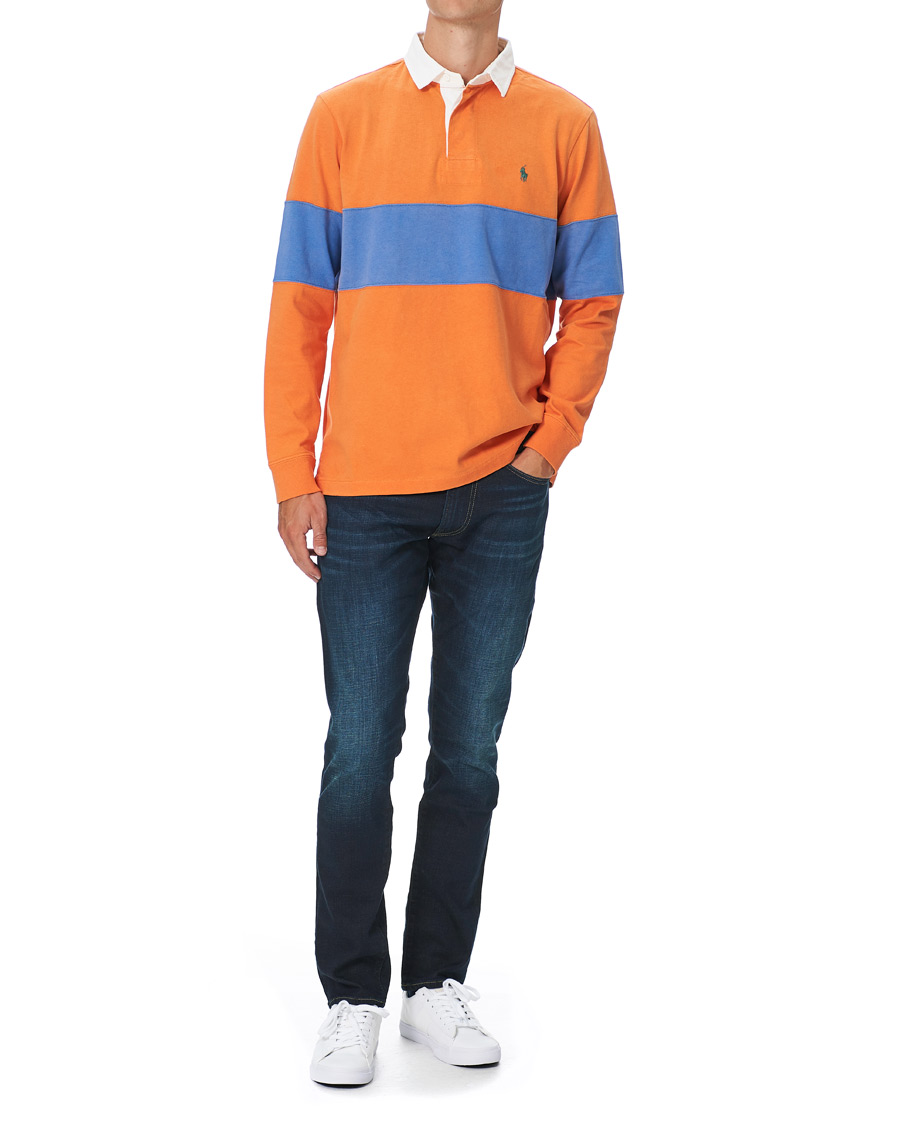 Herr | T-Shirts | Polo Ralph Lauren | Block Stripe Rugby Kona Orange/Deep Blue