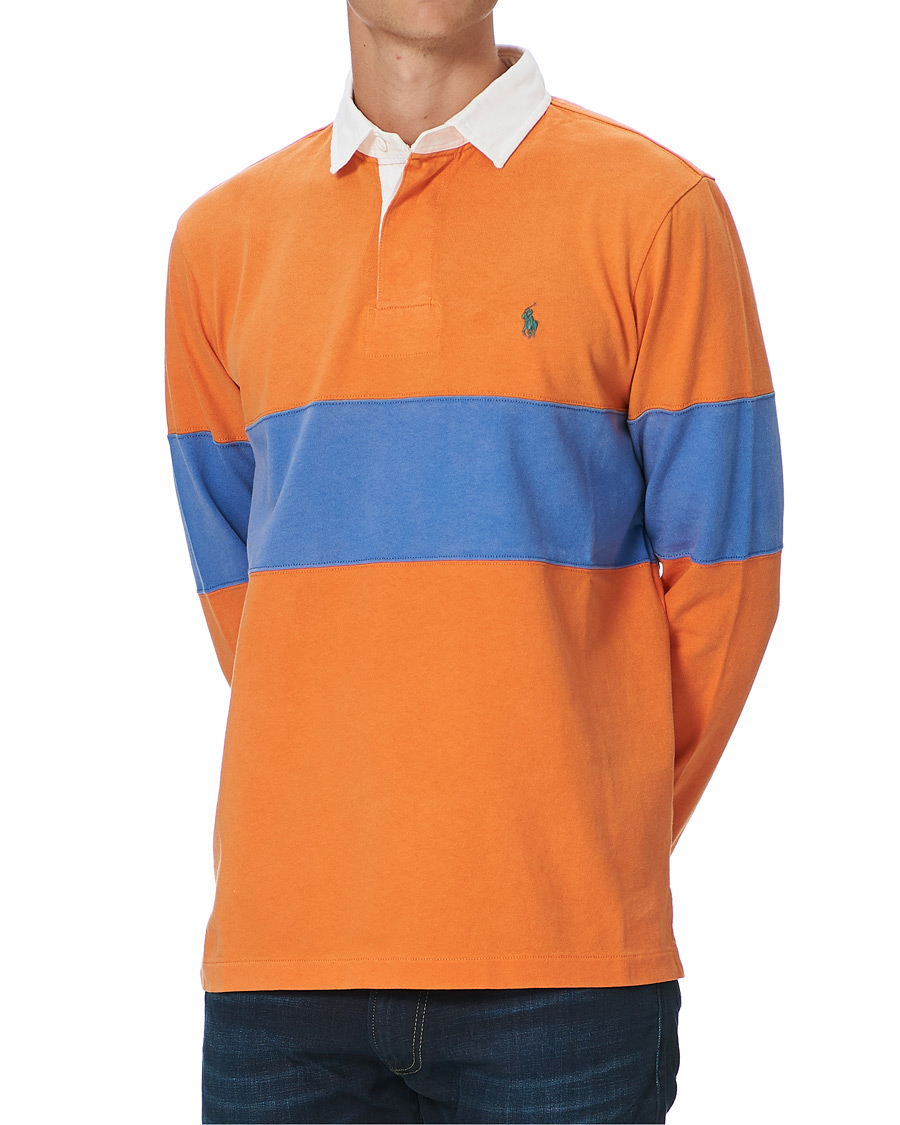 Herr | T-Shirts | Polo Ralph Lauren | Block Stripe Rugby Kona Orange/Deep Blue