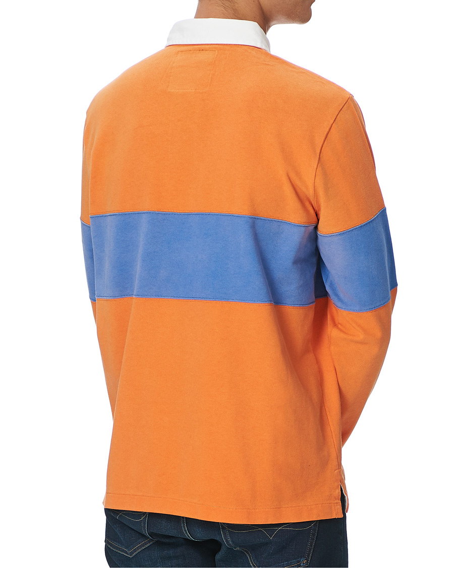 Herr | T-Shirts | Polo Ralph Lauren | Block Stripe Rugby Kona Orange/Deep Blue