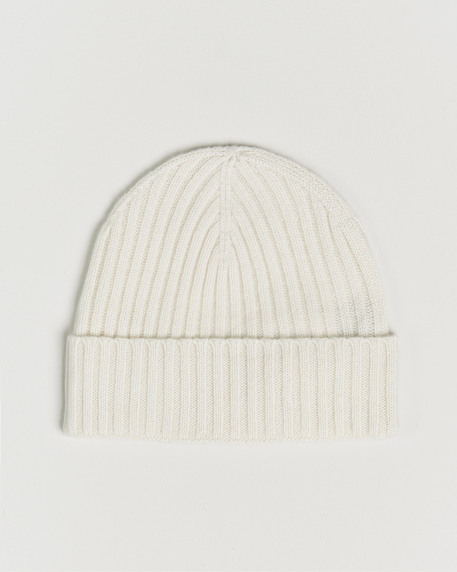 Herr | Amanda Christensen Rib Knitted Cashmere Cap Cream | Amanda Christensen | Rib Knitted Cashmere Cap Cream