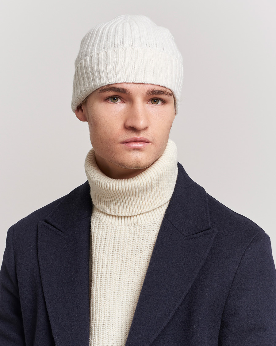 Herr |  | Amanda Christensen | Rib Knitted Cashmere Cap Cream