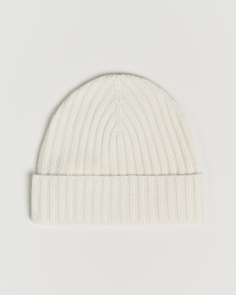 Herr | Amanda Christensen Rib Knitted Cashmere Cap Cream | Amanda Christensen | Rib Knitted Cashmere Cap Cream