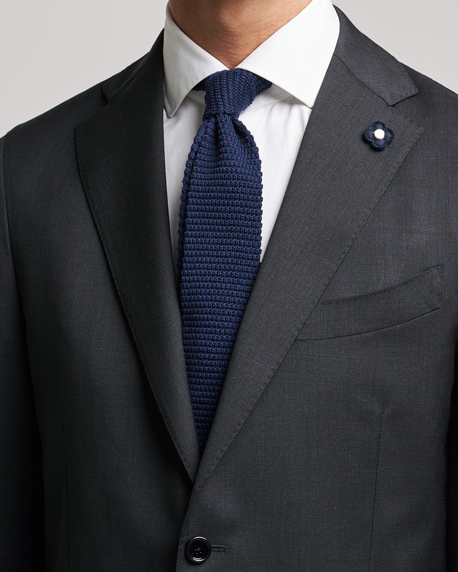 Herr |  | Amanda Christensen | Wool Knitted 6cm Tie Navy