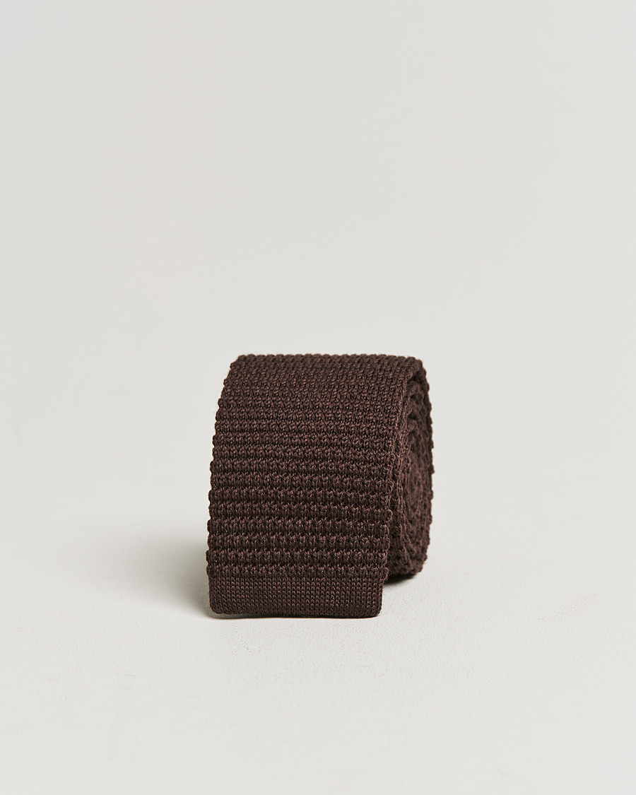 Herr | Amanda Christensen Wool Knitted 6cm Tie Brown | Amanda Christensen | Wool Knitted 6cm Tie Brown