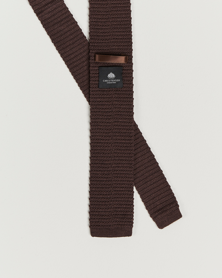 Herr | Amanda Christensen Wool Knitted 6cm Tie Brown | Amanda Christensen | Wool Knitted 6cm Tie Brown