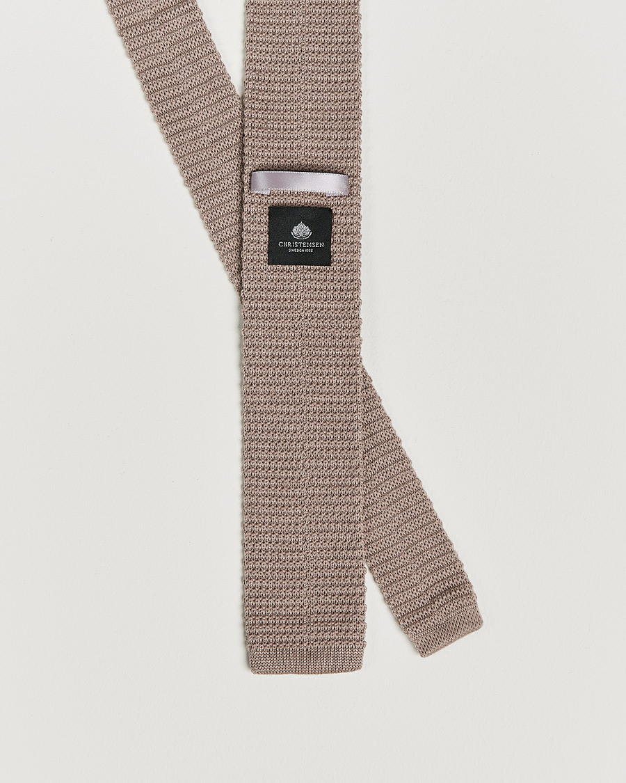 Herr |  | Amanda Christensen | Wool Knitted 6cm Tie Beige
