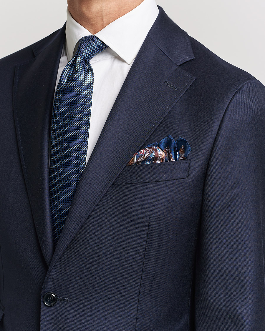 Herr | | Amanda Christensen | Box Set Silk 8 cm Paisley Tie And Pocket Square Navy