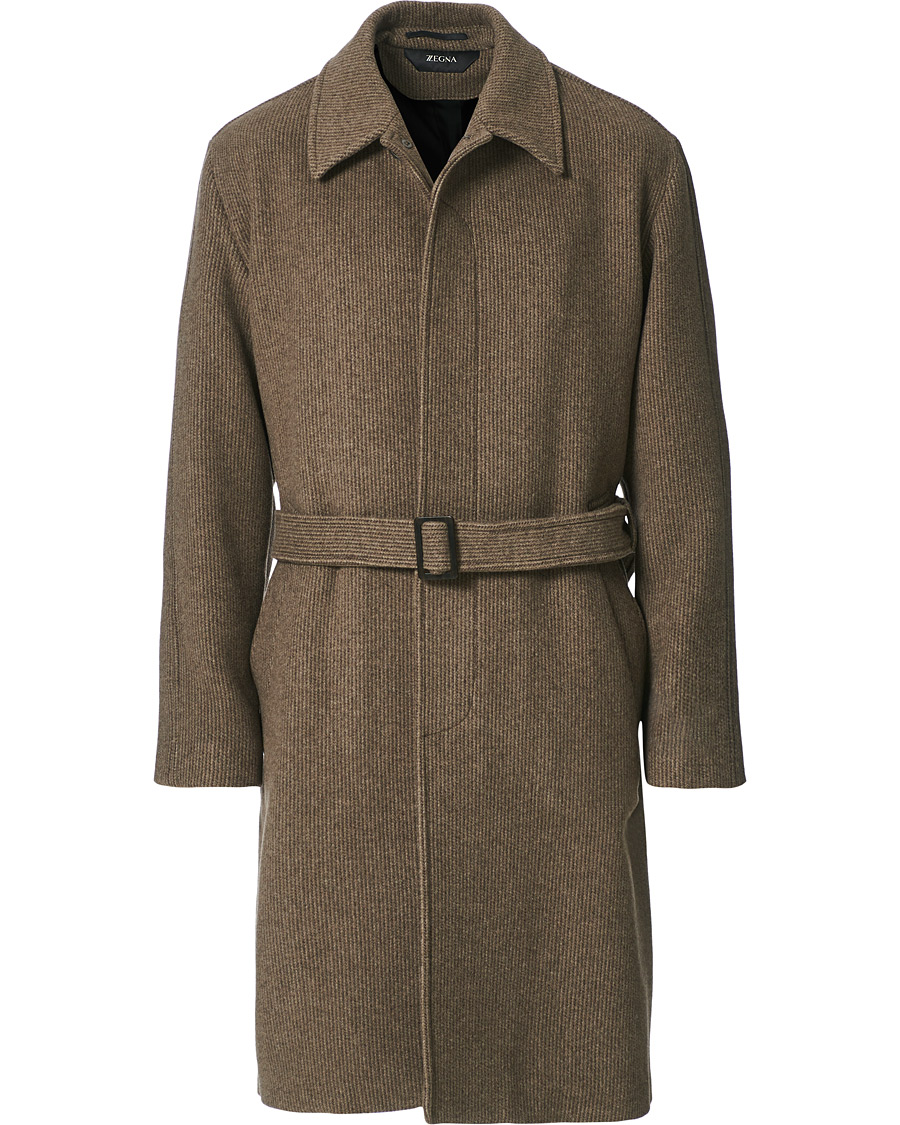 Herr | Jackor | Z Zegna | Belted Wool Coat Brown