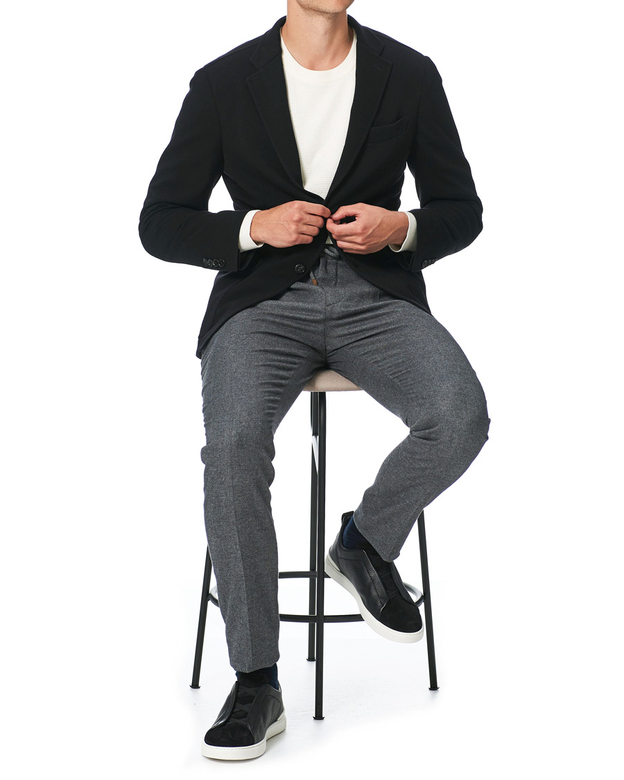 Herr | Kavajer | Ermenegildo Zegna | 15 Mil Wool Jersey Blazer Black