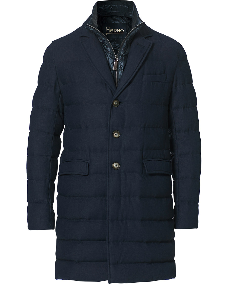 Herr | Jackor | Herno | Flannel Long Down Jacket Navy