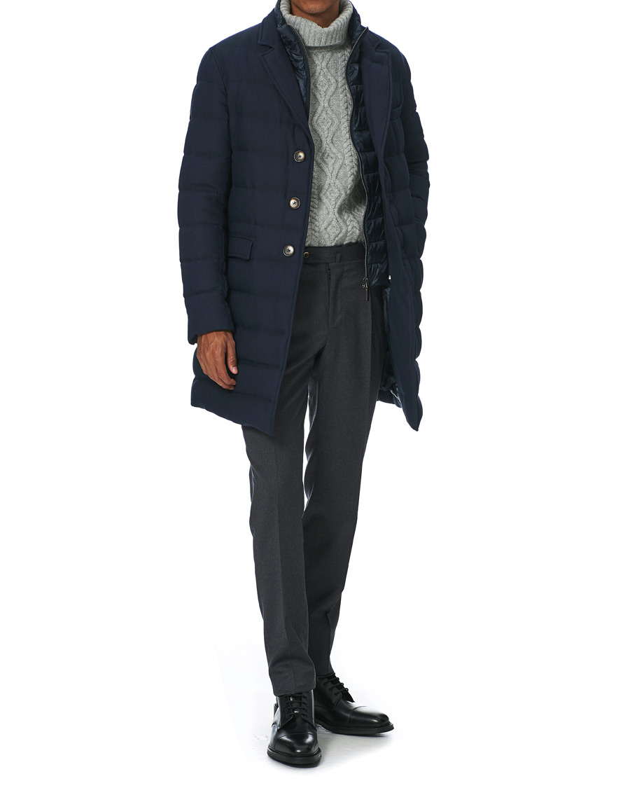 Herr | Jackor | Herno | Flannel Long Down Jacket Navy