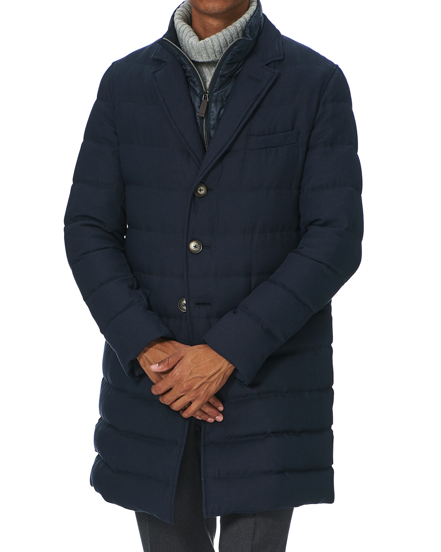 Herr | Jackor | Herno | Flannel Long Down Jacket Navy
