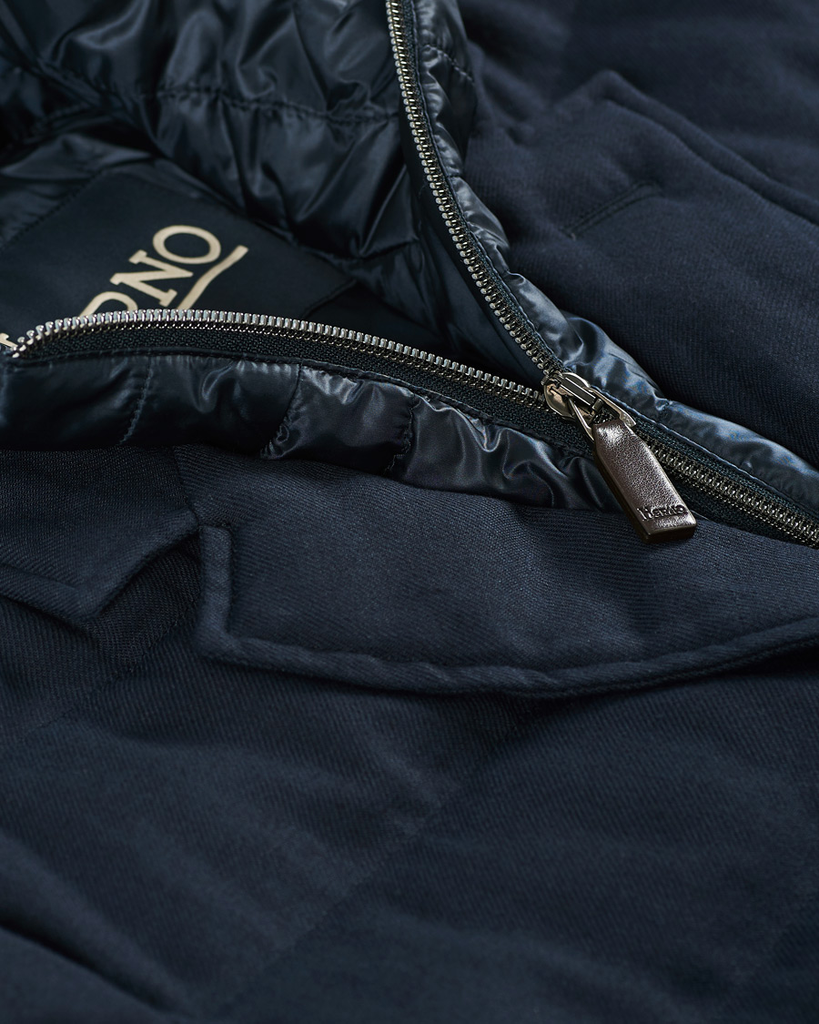 Herr | Jackor | Herno | Flannel Long Down Jacket Navy