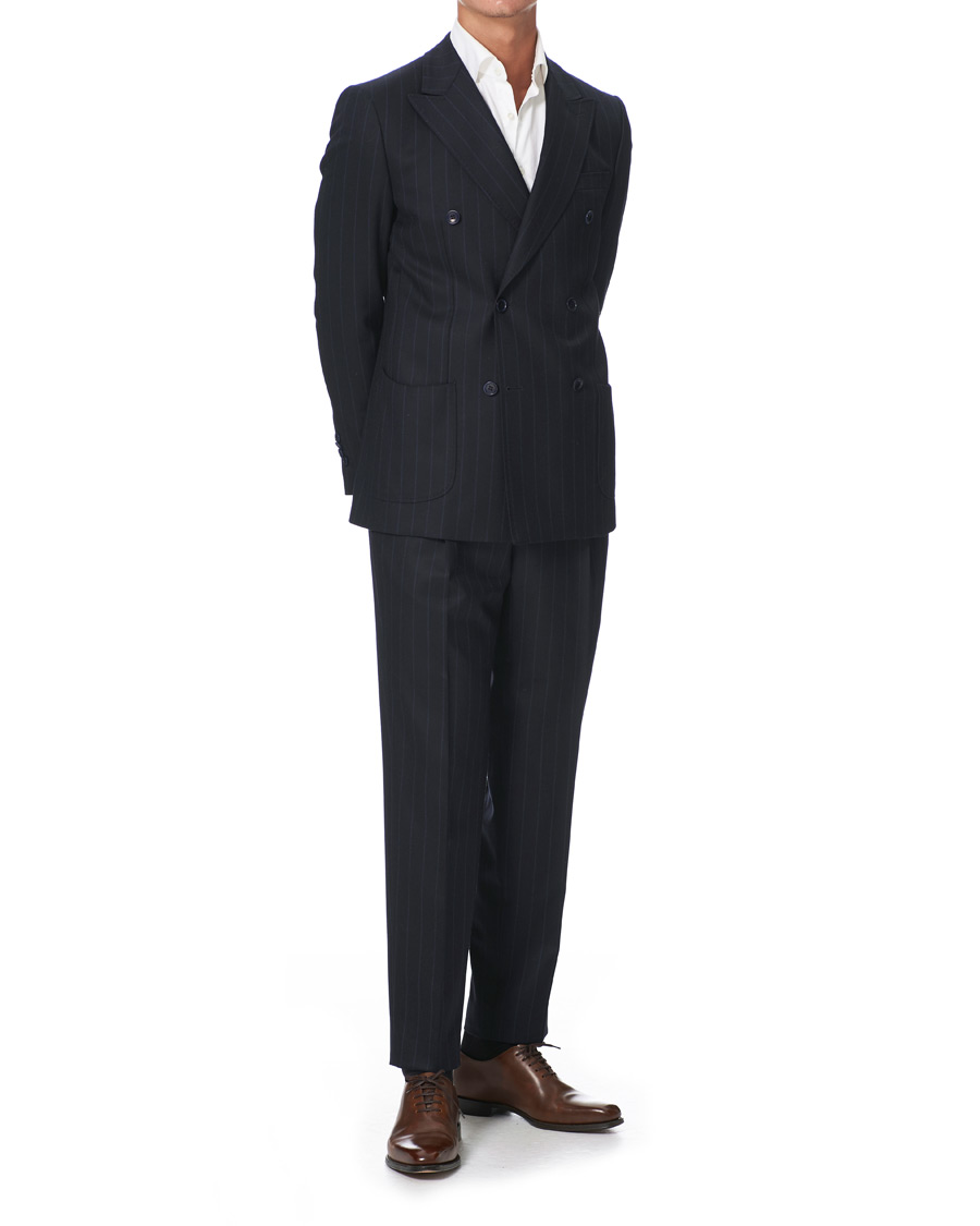 Herr | Byxor | Morris Heritage | Philip Pinstripe Suit Trousers Navy