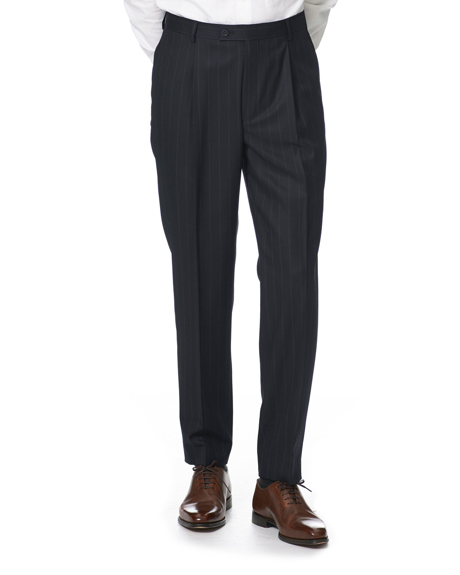Herr | Byxor | Morris Heritage | Philip Pinstripe Suit Trousers Navy