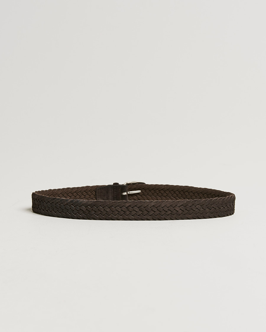 Herr |  | Orciani | Braided Suede Belt 3,5 cm Dark Brown