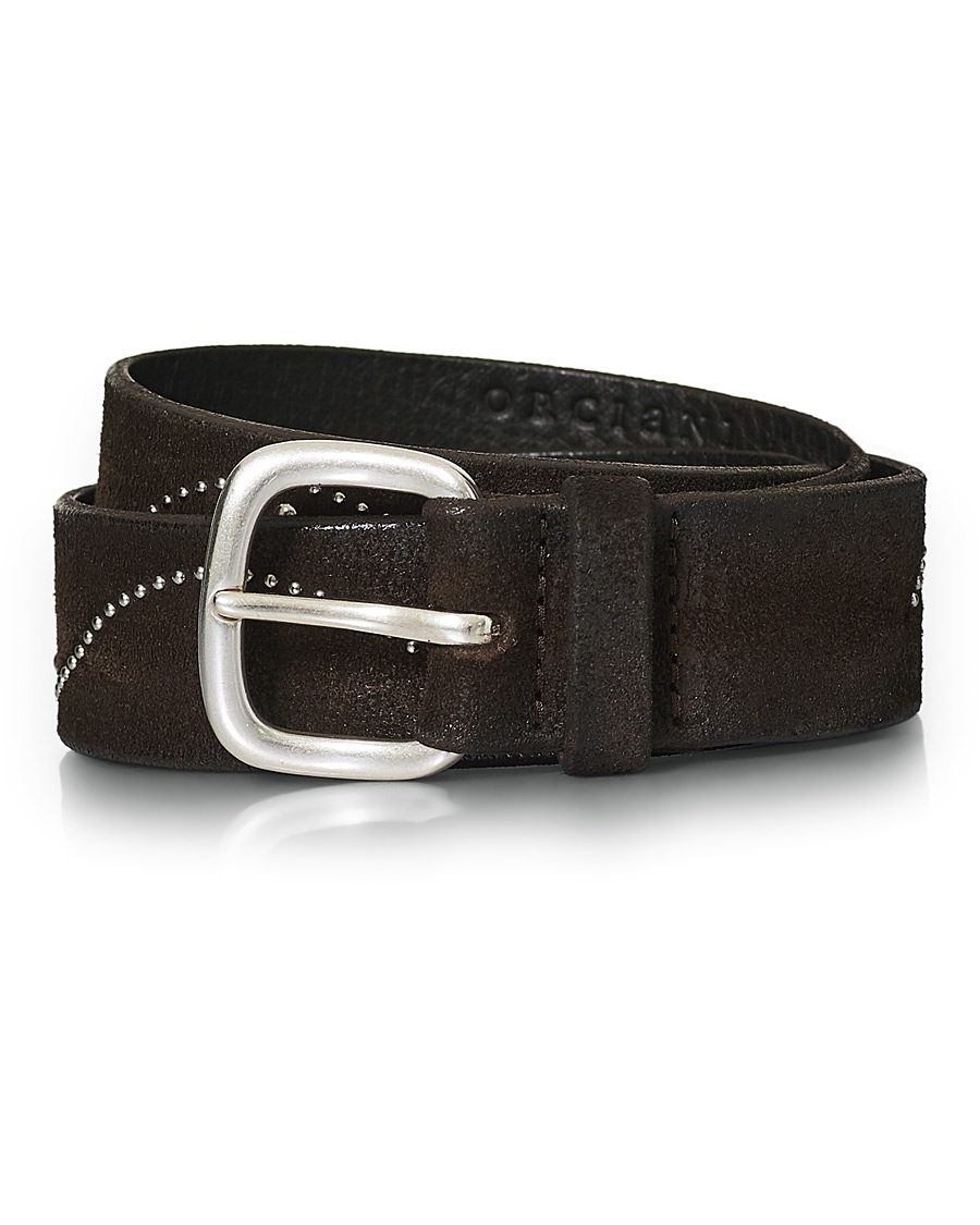 Herr | Orciani Suede Nit Belt 3,5 cm Dark Brown | Orciani | Suede Nit Belt 3,5 cm Dark Brown