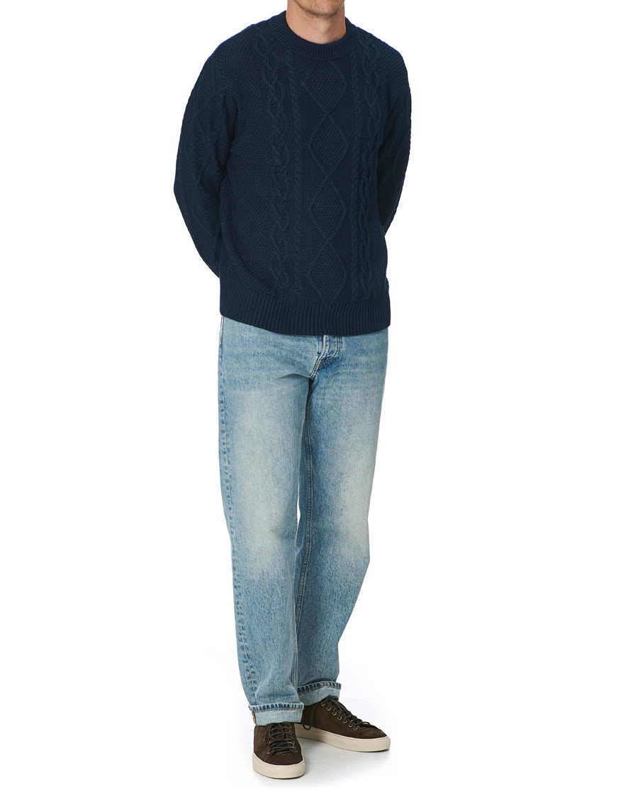 Herr | Tröjor | Nudie Jeans | Didrik Braided Sweater Indigo