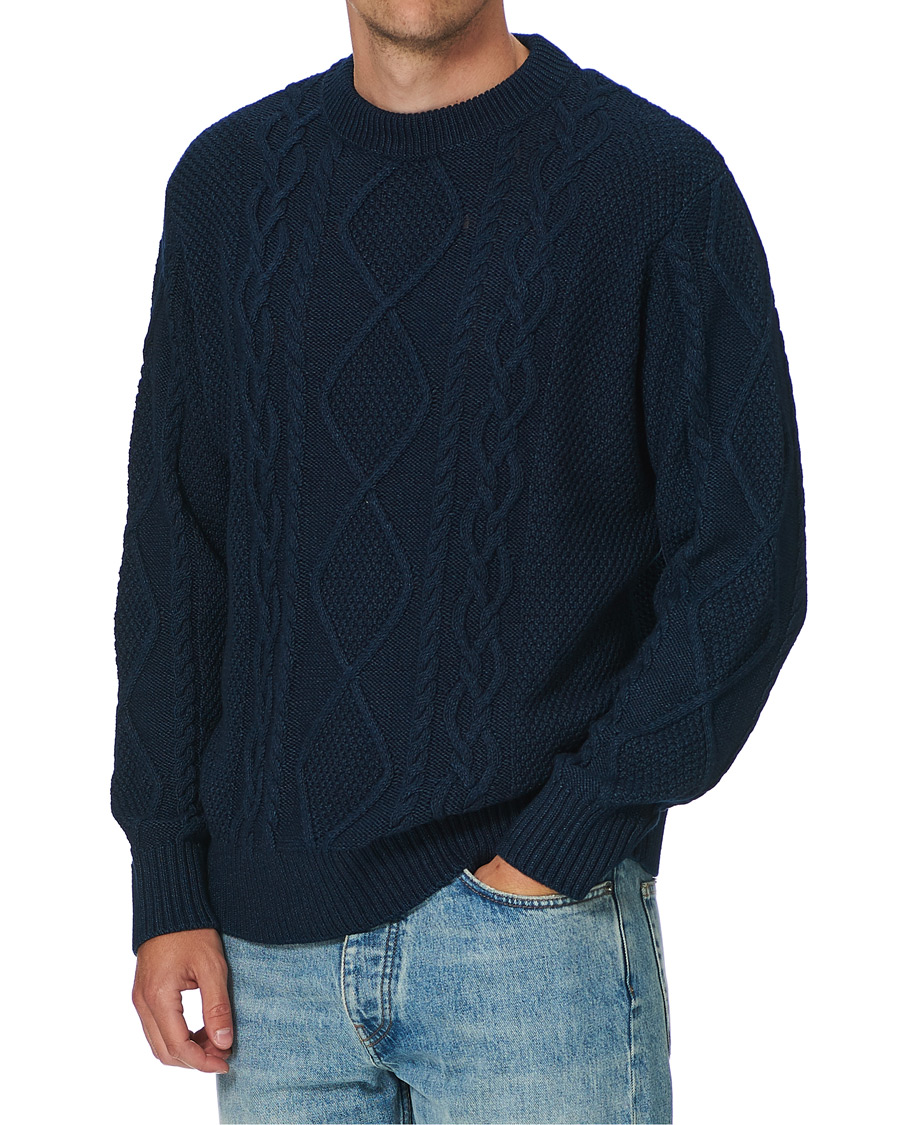 Herr | Tröjor | Nudie Jeans | Didrik Braided Sweater Indigo