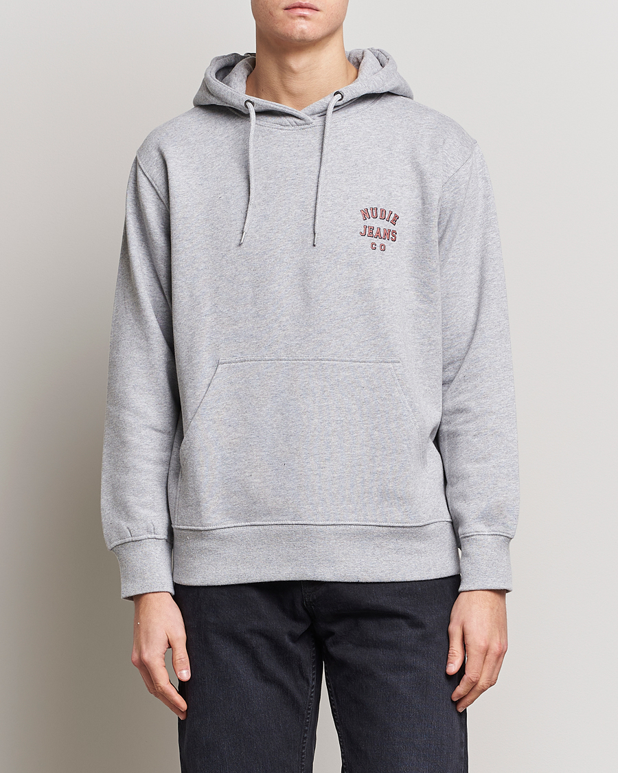 Herr | Tröjor | Nudie Jeans | Franke Logo Hoodie Grey melange