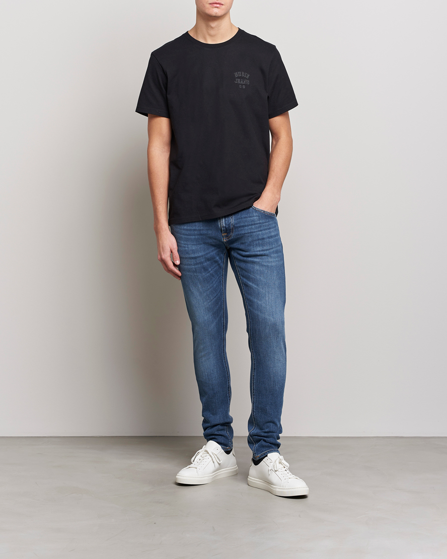 Herr | T-Shirts | Nudie Jeans | Roy Logo Crew Neck Tee Black