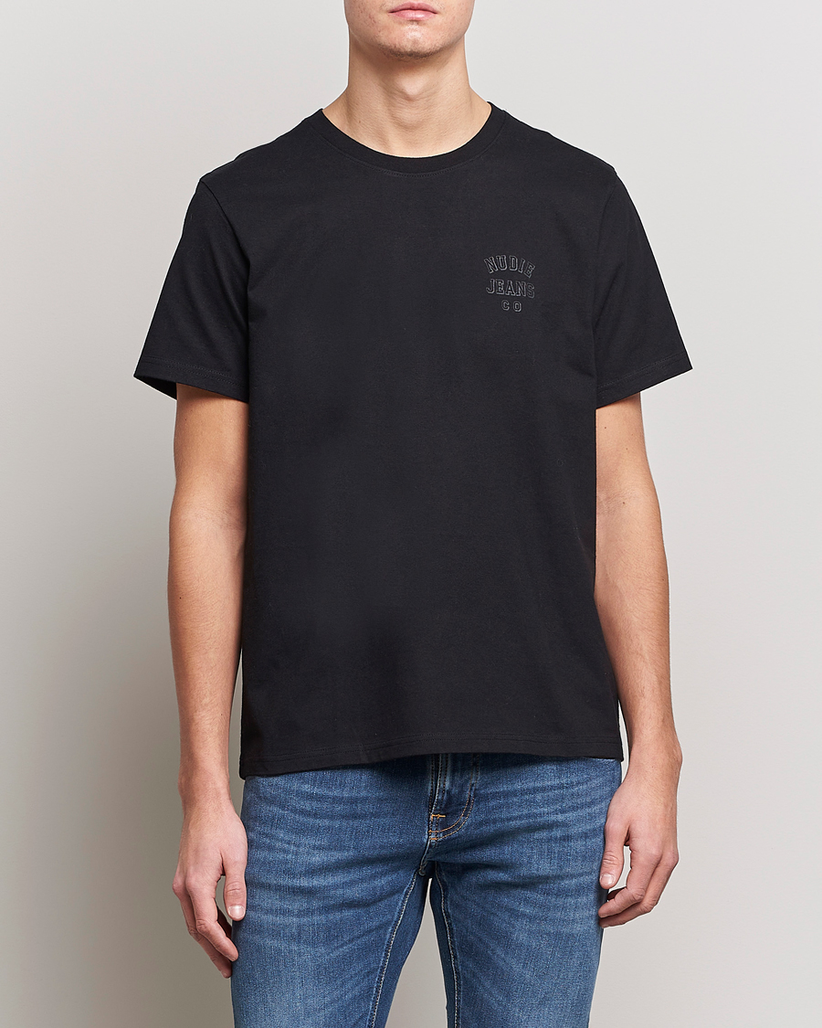 Herr | Nudie Jeans | Nudie Jeans | Roy Logo Crew Neck Tee Black