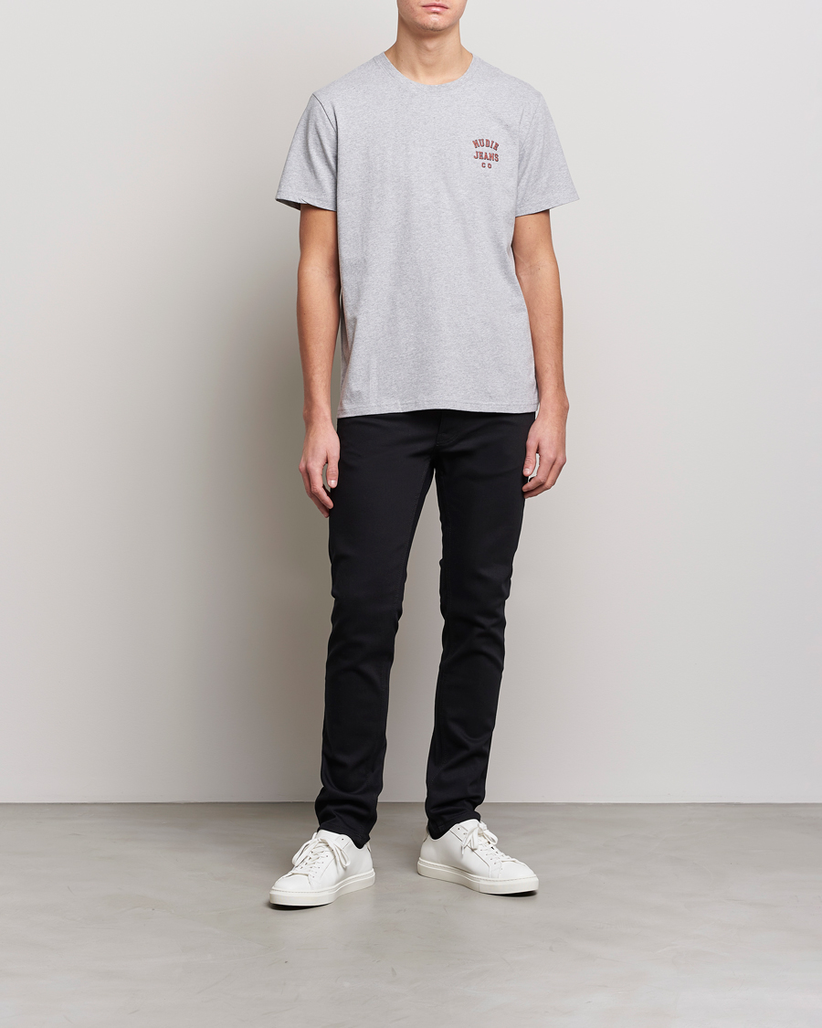 Herr | T-Shirts | Nudie Jeans | Roy Logo Crew Neck Tee Grey melange