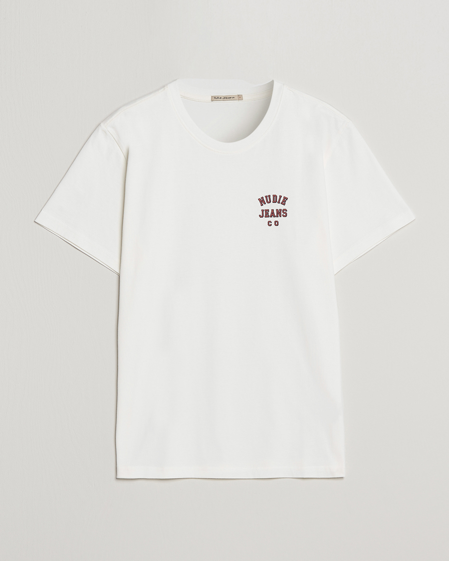 Herr | T-Shirts | Nudie Jeans | Roy Logo Crew Neck Tee Off White