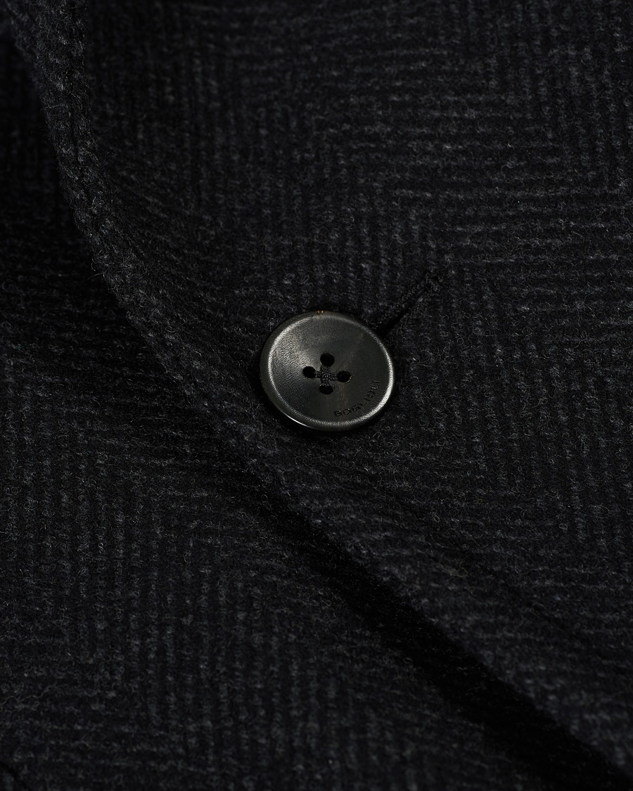 Herr | Jackor | Boglioli | Double Breasted Herringbone Coat Dark Grey