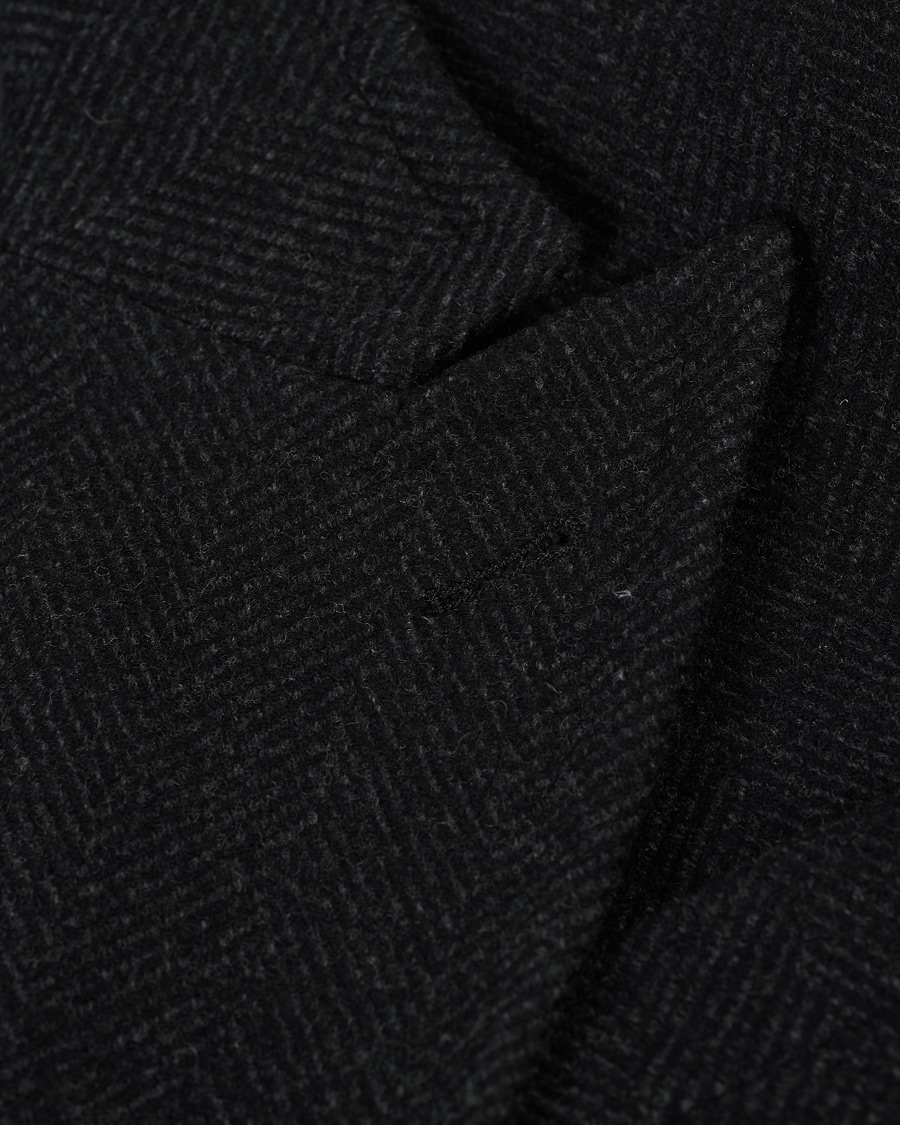 Herr | Jackor | Boglioli | Double Breasted Herringbone Coat Dark Grey