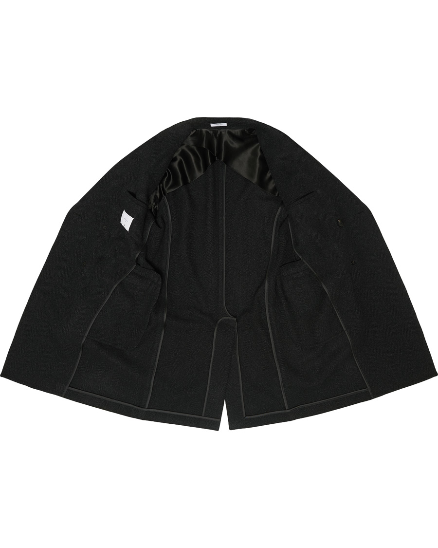 Herr | Jackor | Boglioli | Double Breasted Herringbone Coat Dark Grey