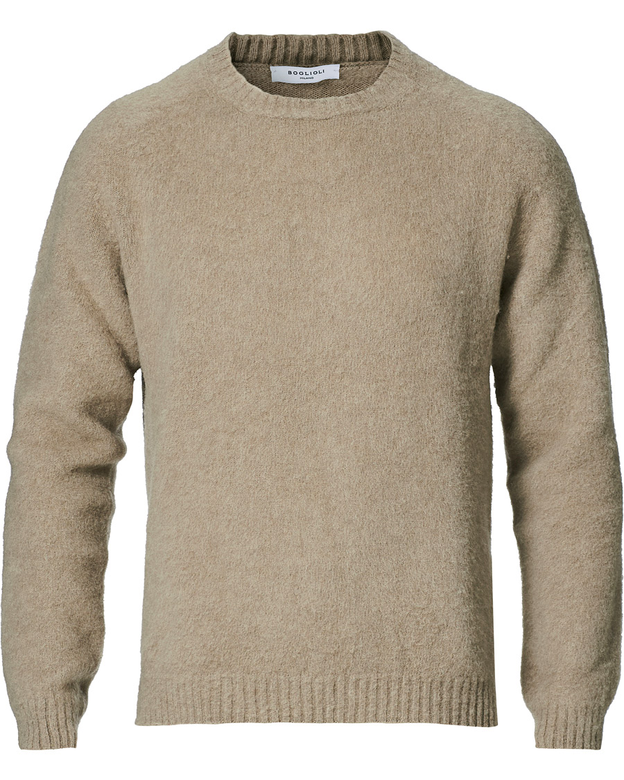 Herr | Tröjor | Boglioli | Brushed Wool/Cashmere Sweater Beige