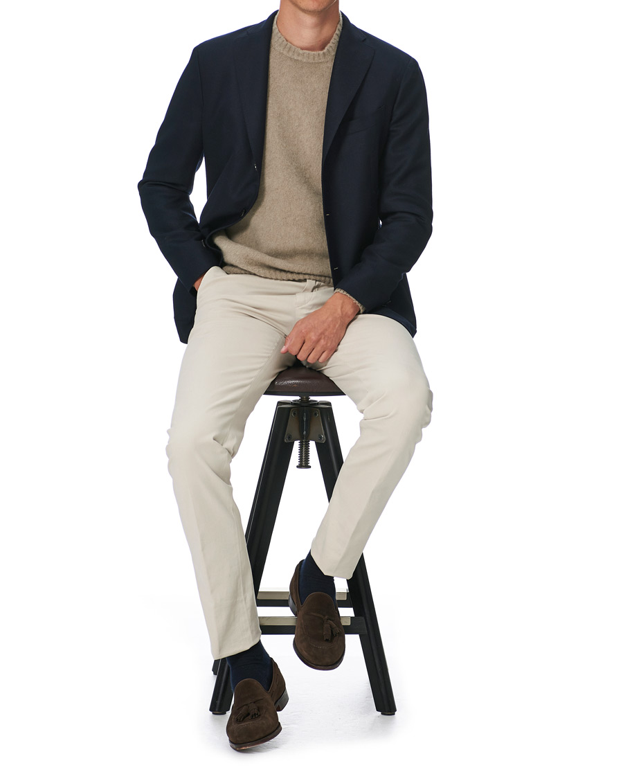 Herr | Tröjor | Boglioli | Brushed Wool/Cashmere Sweater Beige