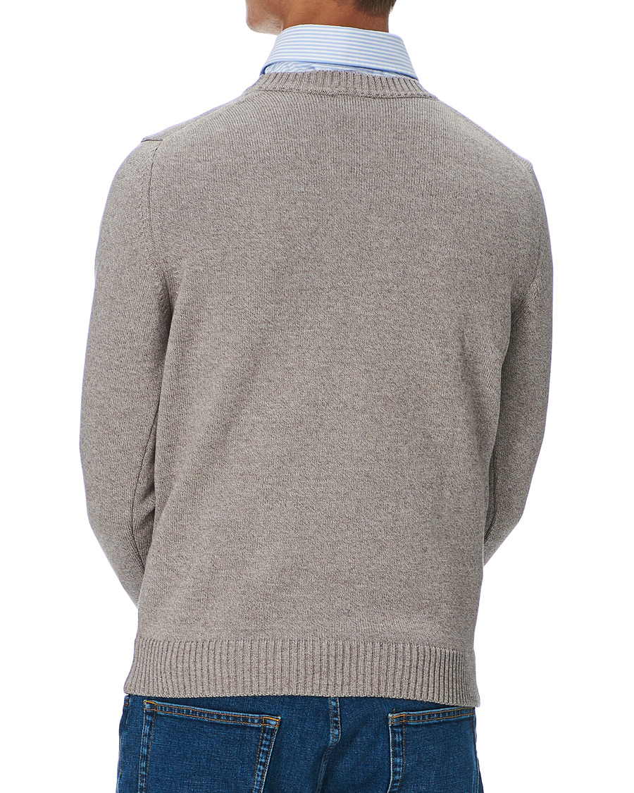 Herr | Tröjor | Stenströms | Heavy Knitted Merino Crew Neck Beige Mouliné