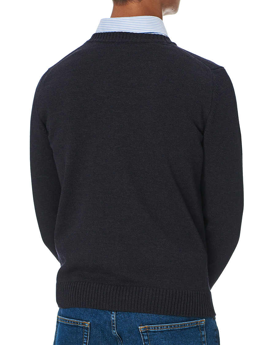 Herr | Tröjor | Stenströms | Heavy Knitted Merino Crew Neck Brown/Blue Mouliné
