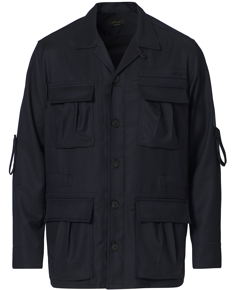 Herr | Jackor | Brioni | Light Wool Sahariana Navy