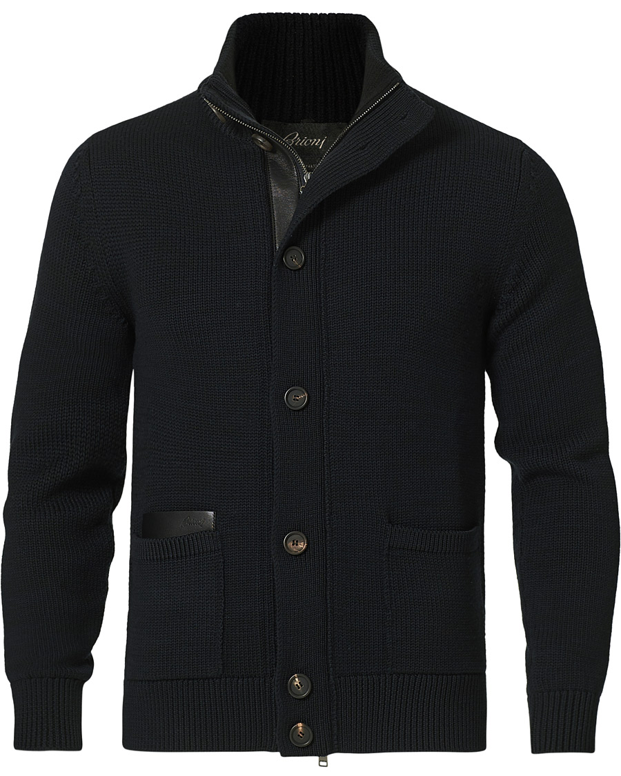 Herr | Tröjor | Brioni | Heavy Wool Cardigan Jacket Navy