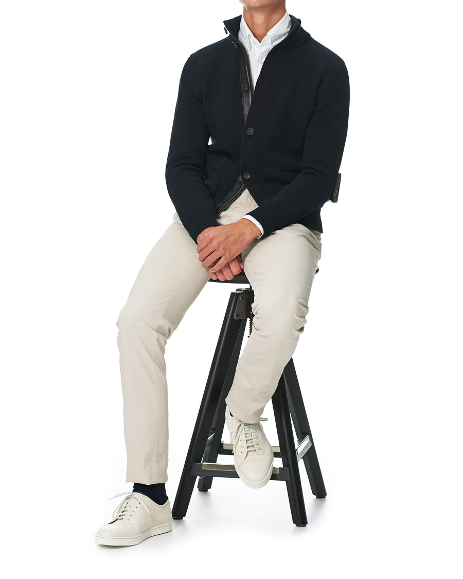 Herr | Tröjor | Brioni | Heavy Wool Cardigan Jacket Navy