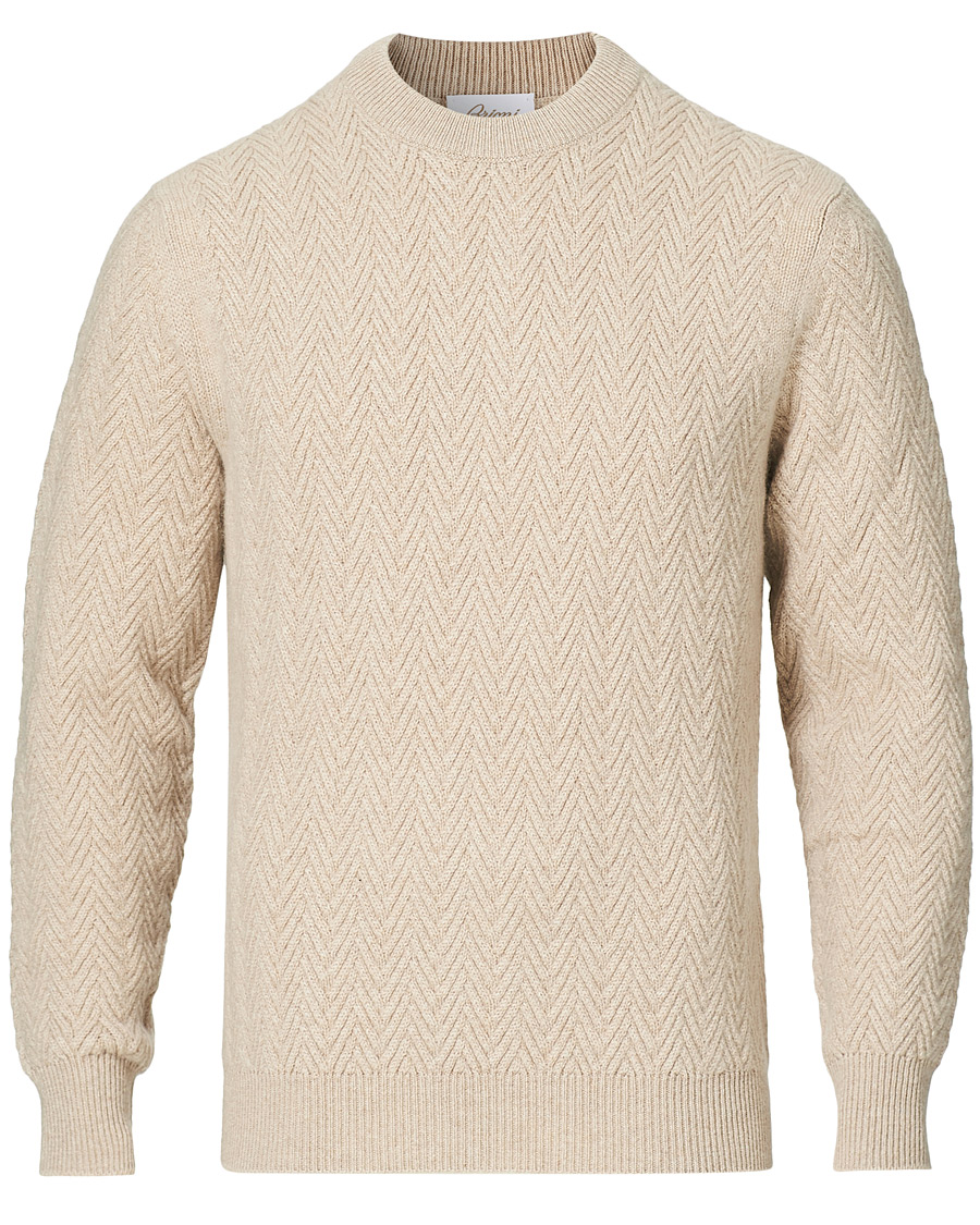 Herr | Tröjor | Brioni | Vicuna/Cashmere Chevron Sweater Beige