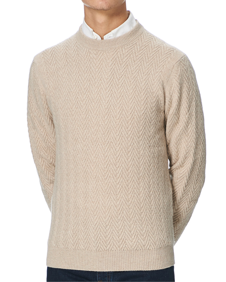 Herr | Tröjor | Brioni | Vicuna/Cashmere Chevron Sweater Beige