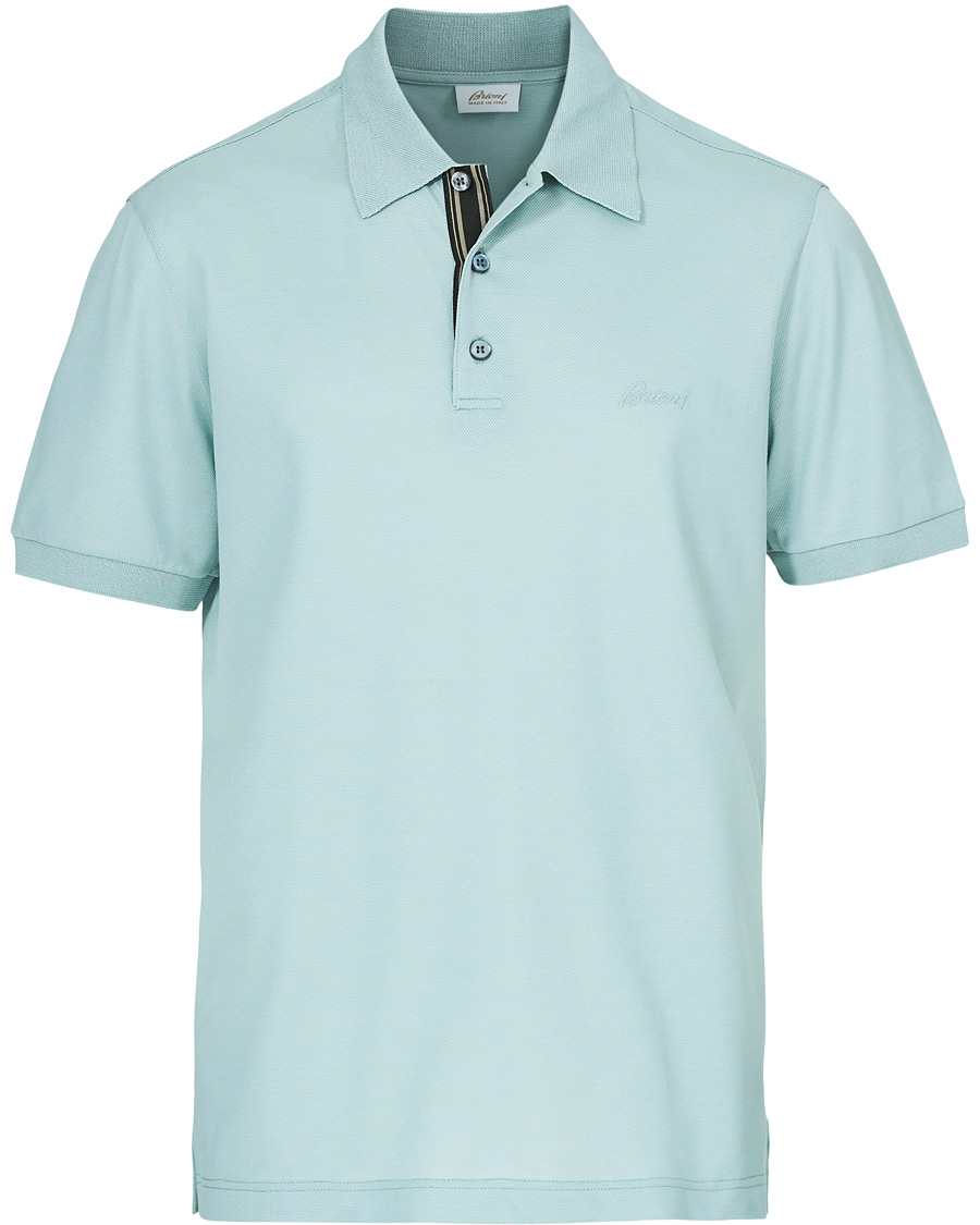 Herr | Pikéer | Brioni | Contrast Placket Polo Piquet Aqua