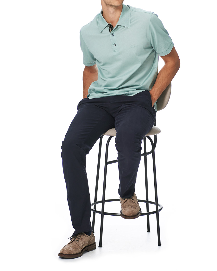 Herr | Pikéer | Brioni | Contrast Placket Polo Piquet Aqua