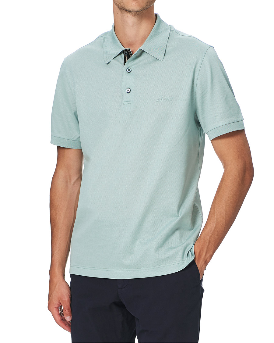Herr | Pikéer | Brioni | Contrast Placket Polo Piquet Aqua